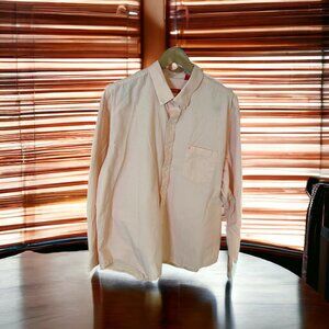 IZOD Mens Oxford Shirt Coral Gingham Button Down Pocket Preppy Academia